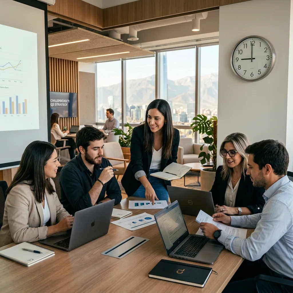 Equipo moderno trabajando eficientemente, representando la reducción de jornada a 42 horas en 2026.